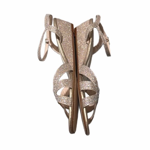 Benjamin Walk Sandals Womens 9.5M Gold Rhinestone Wedge Bridal Cocktail Holiday - Picture 5 of 15